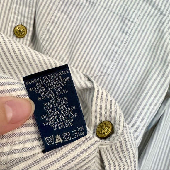 Ralph Lauren, Polo Jeans Company, Button Down Shirt, Blue Stripes - Picture 4 of 4